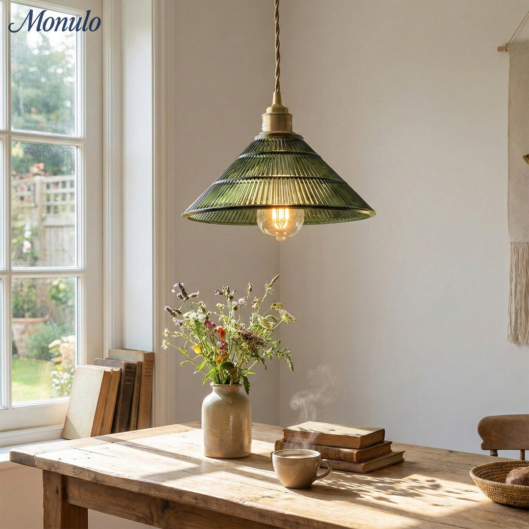 Lámpara Colgante de Vidrio Texturizado Estilo Mid Century Modern de Verdoma - Estilo Vintage para Comedor