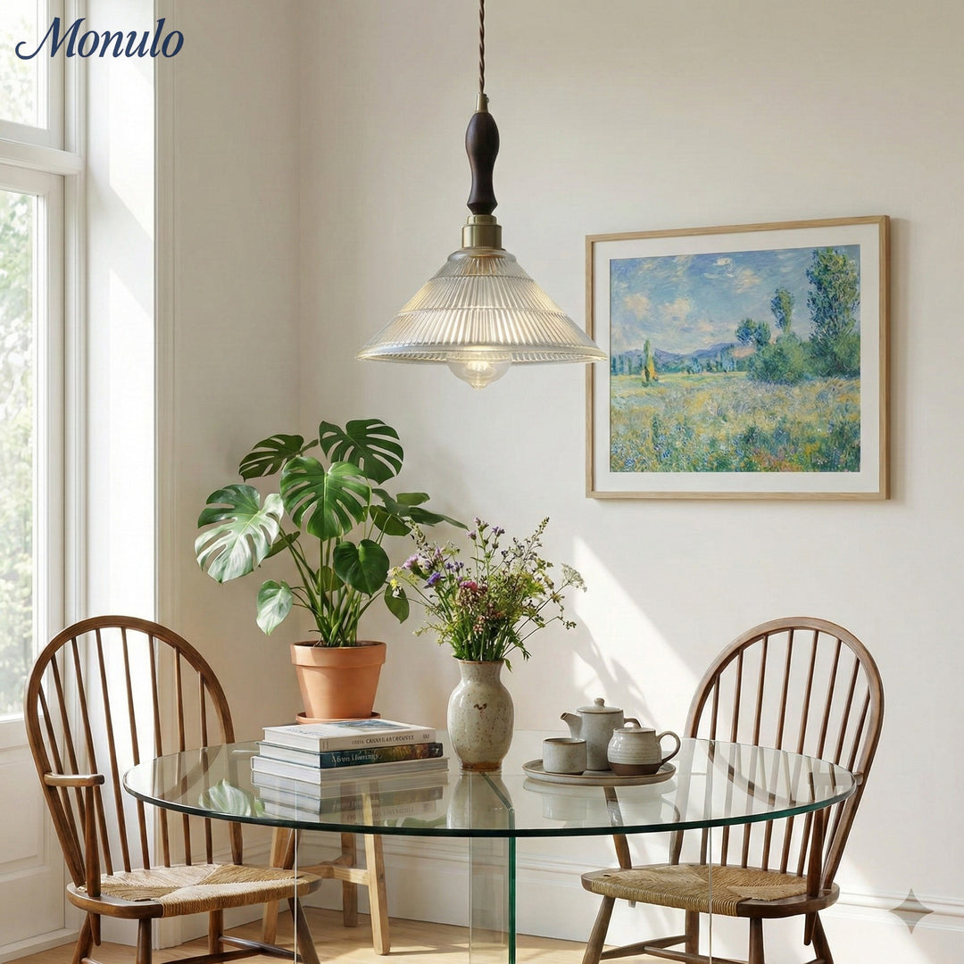 Lámpara Colgante de Vidrio Texturizado Estilo Mid Century Modern de Verdoma - Estilo Vintage para Comedor