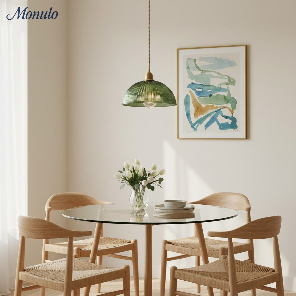 Lámpara Colgante de Vidrio Texturizado Estilo Mid Century Modern de Verdoma - Estilo Vintage para Comedor