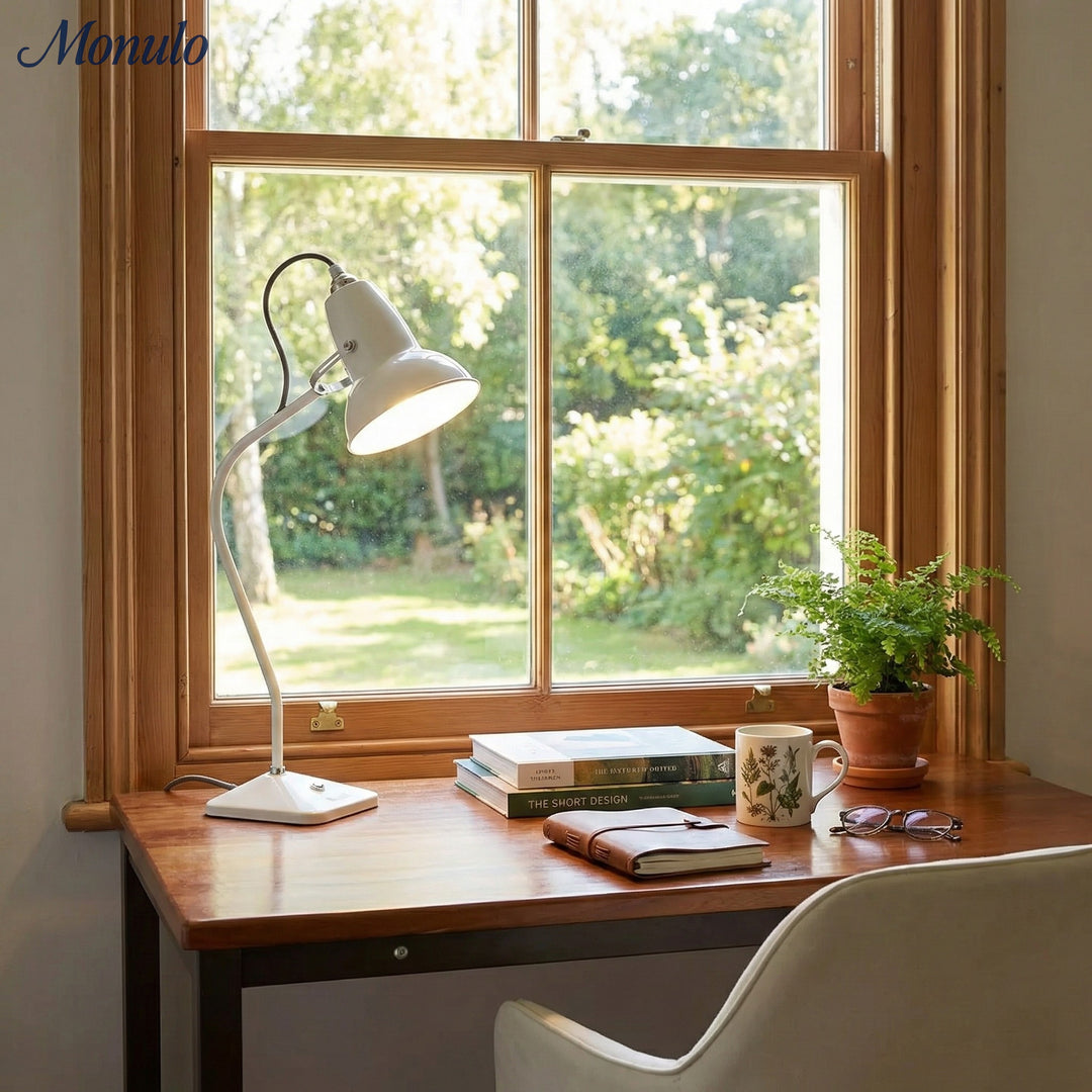 Modryx Pyramid Base Mini Table Lamp - Vintage Metal for Desk