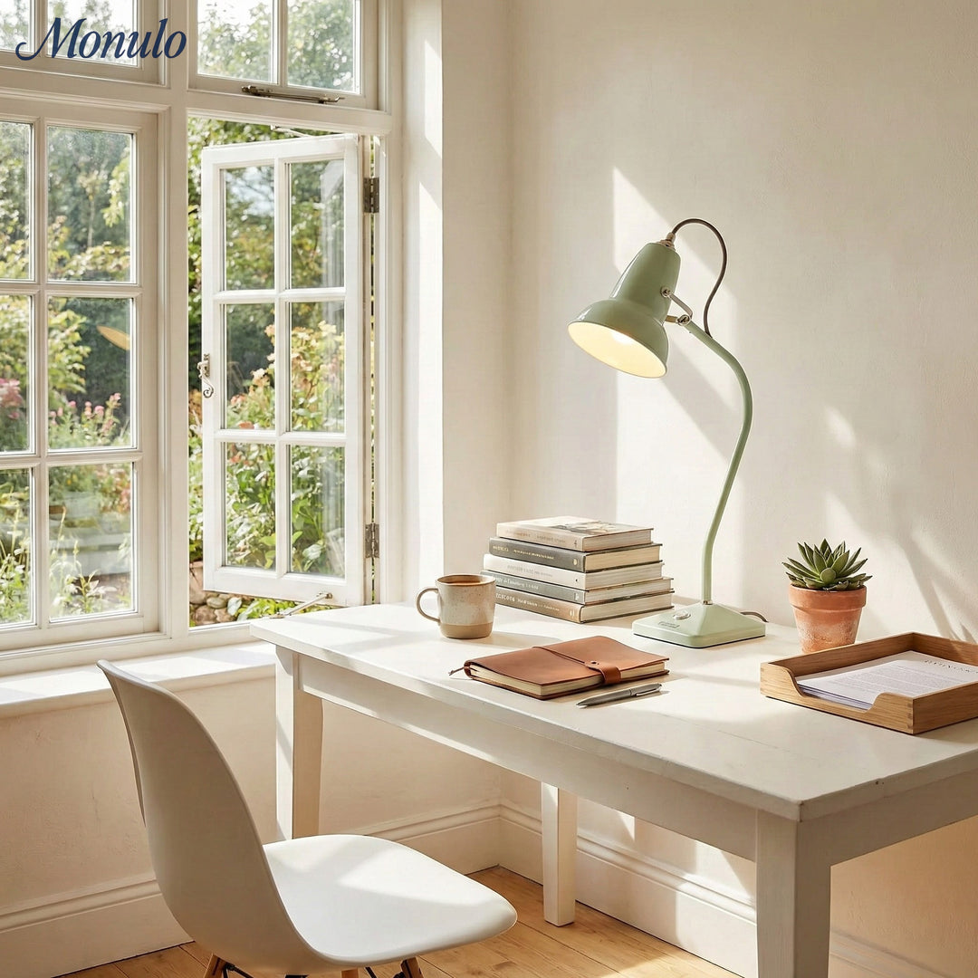 Modryx Pyramid Base Mini Table Lamp - Vintage Metal for Desk