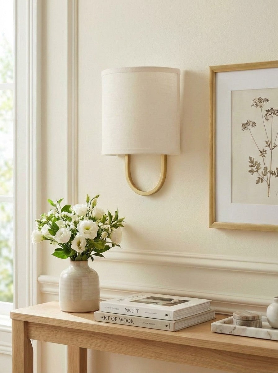 Nolvara Fabric Shade Wall Lamp - Modern Bedroom Wall Sconce for Cozy Lighting