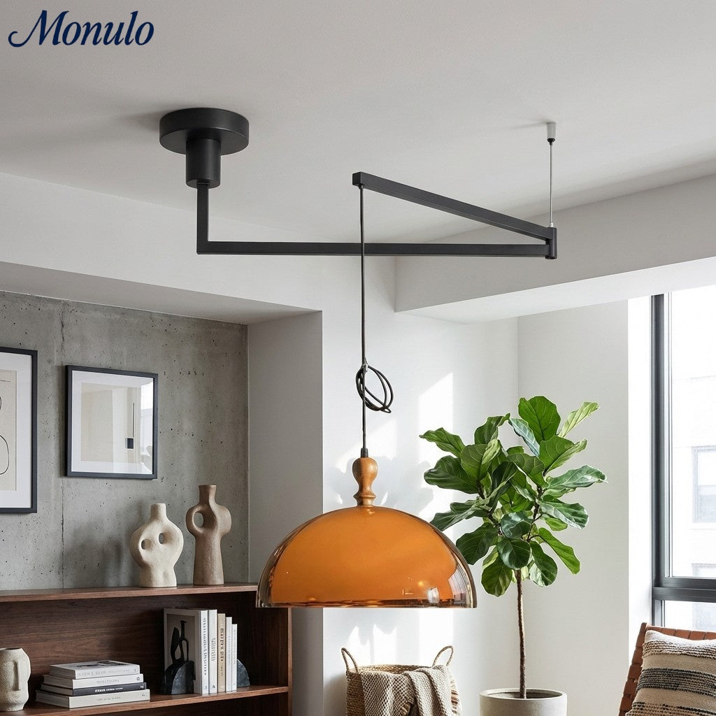 Sunset Afterglow Sunset Medieval Pendant Light with French Acrylic Shade for Dining Room and Foyer
