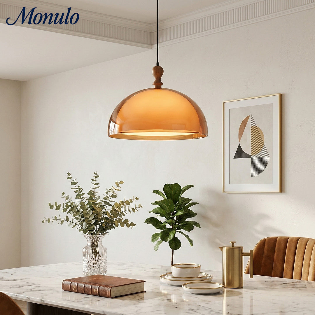 Sunset Afterglow Sunset Medieval Pendant Light with French Acrylic Shade for Dining Room and Foyer