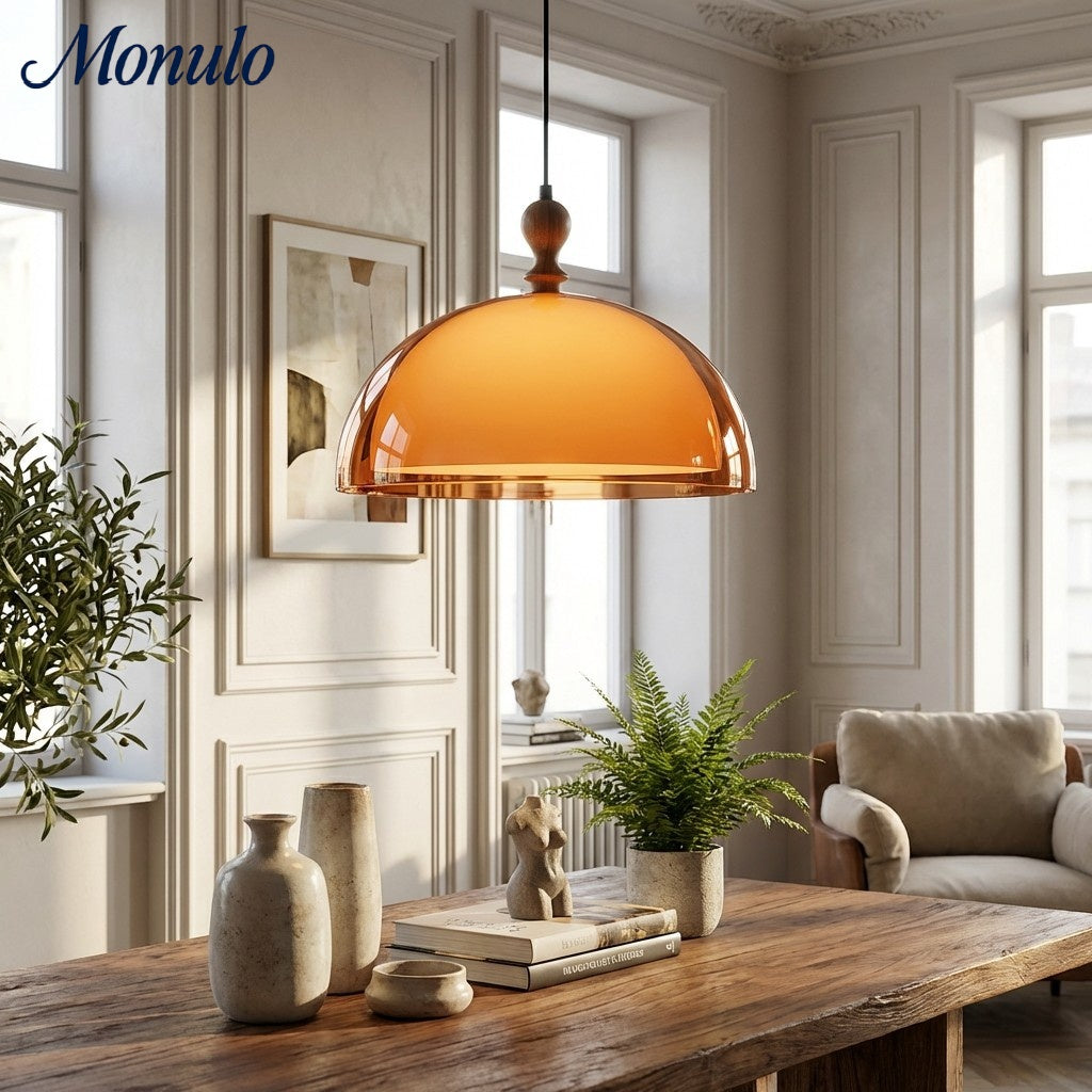 Sunset Afterglow Sunset Medieval Pendant Light with French Acrylic Shade for Dining Room and Foyer