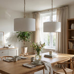 Load image into Gallery viewer, Dumora Linen Drum Pendant Light - Modern White Drum Shade For Dining