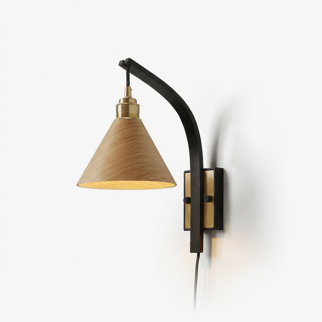 Camber Arc Wood Plug-In Wall Light - product image 1