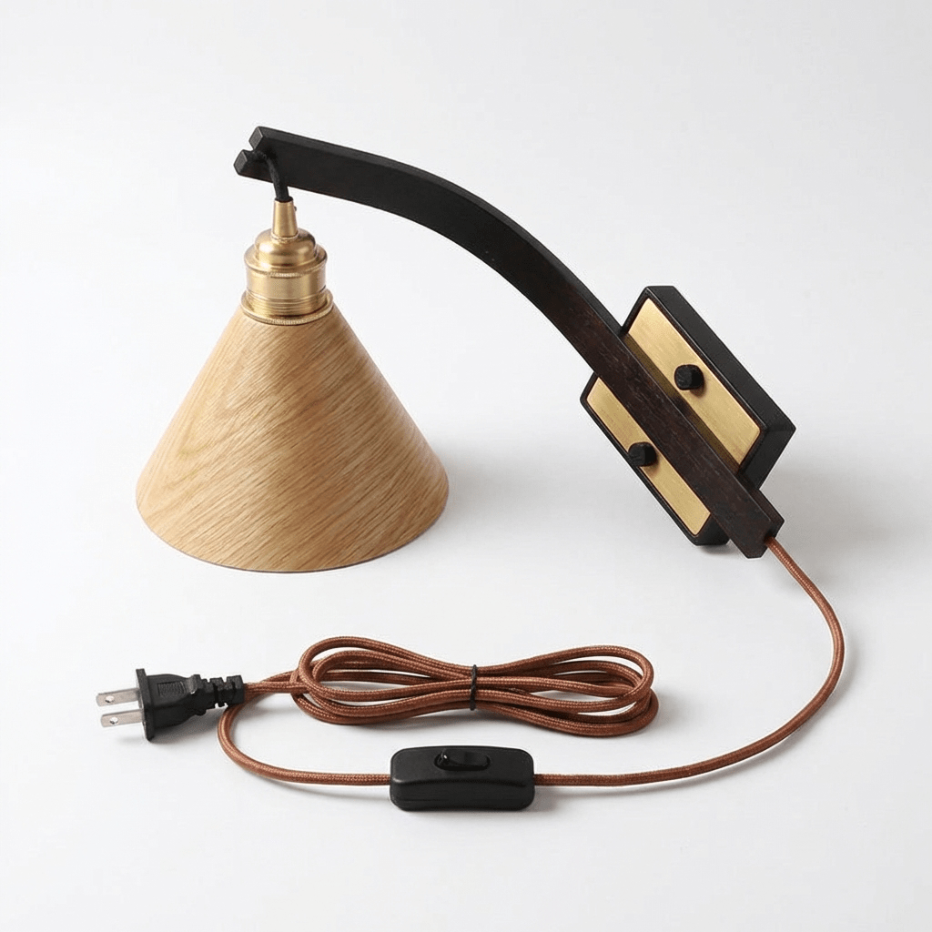 Camber Arc Wood Plug-In Wall Light - product image 10