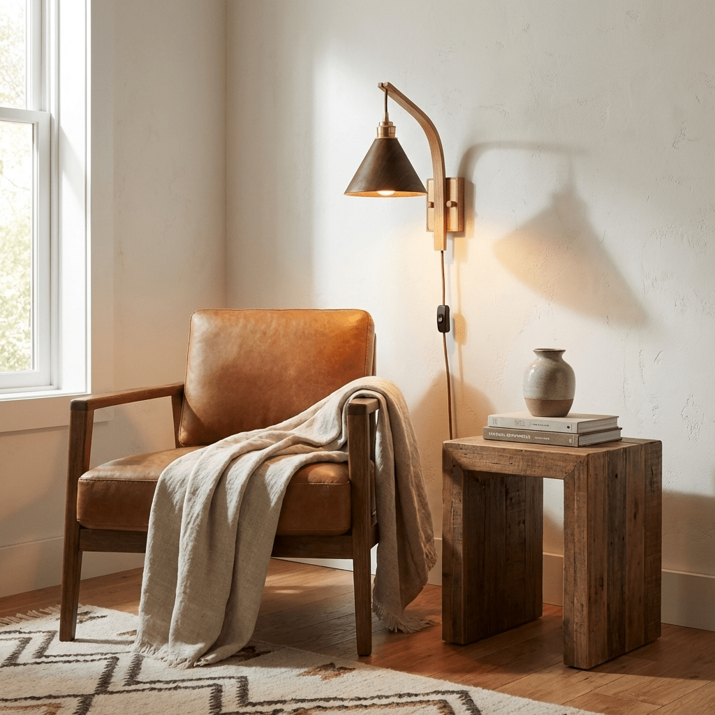 Camber Arc Wood Plug-In Wall Light - product image 4