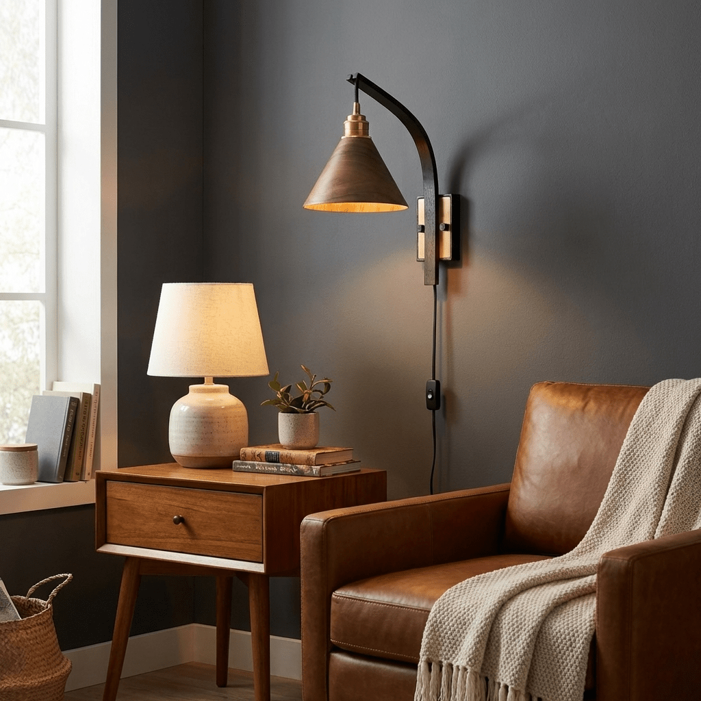 Camber Arc Wood Plug-In Wall Light - product image 3