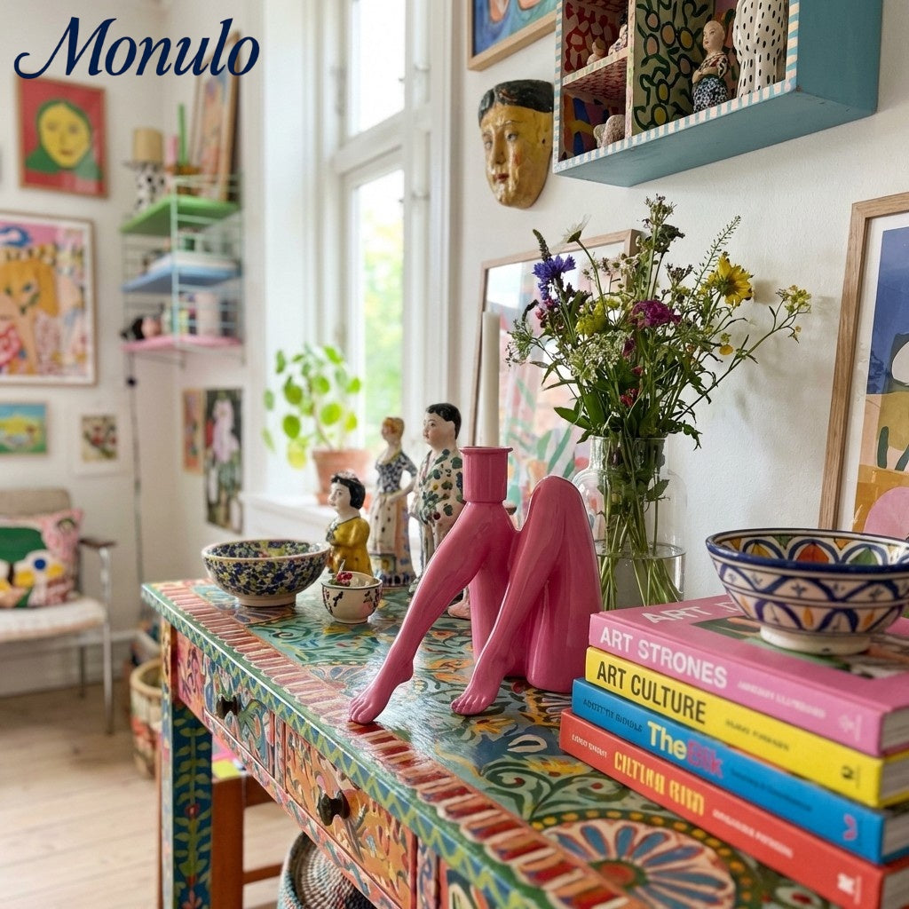 Base de vela dorada escultórica Kickra - Decoración para comedor y sala