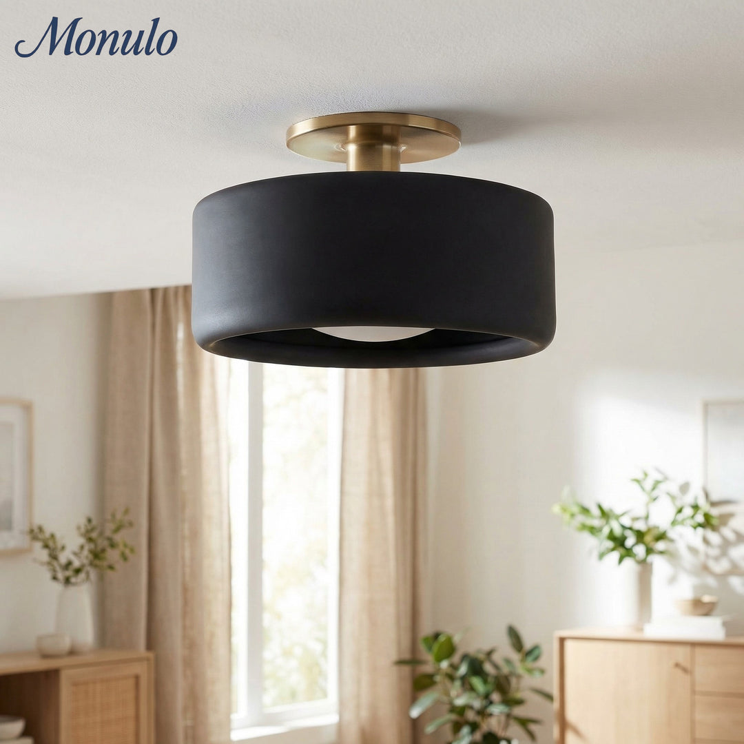 Lámpara de techo empotrada de porcelana contemporánea Cerova: iluminación ambiental suave para pasillos y oficinas.