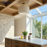 Load image into Gallery viewer, Dumora Double Drum Ceiling Light - Fabric Shade Flush Mount Elegance