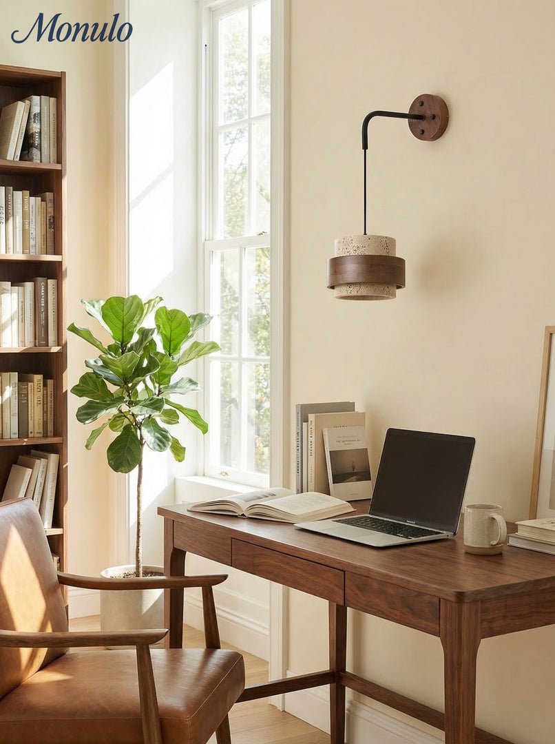 Cylindrical Modern Design Travertine Wall Lamp