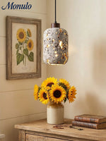 Load image into Gallery viewer, Barrel-shaped Travertine Cutout Pendant Lamp