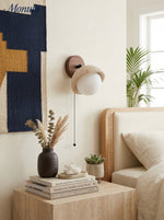 Cargar imagen en el visor de la Galería, Lámpara de pared de media esfera de travertino estilo Wabi-Sabi