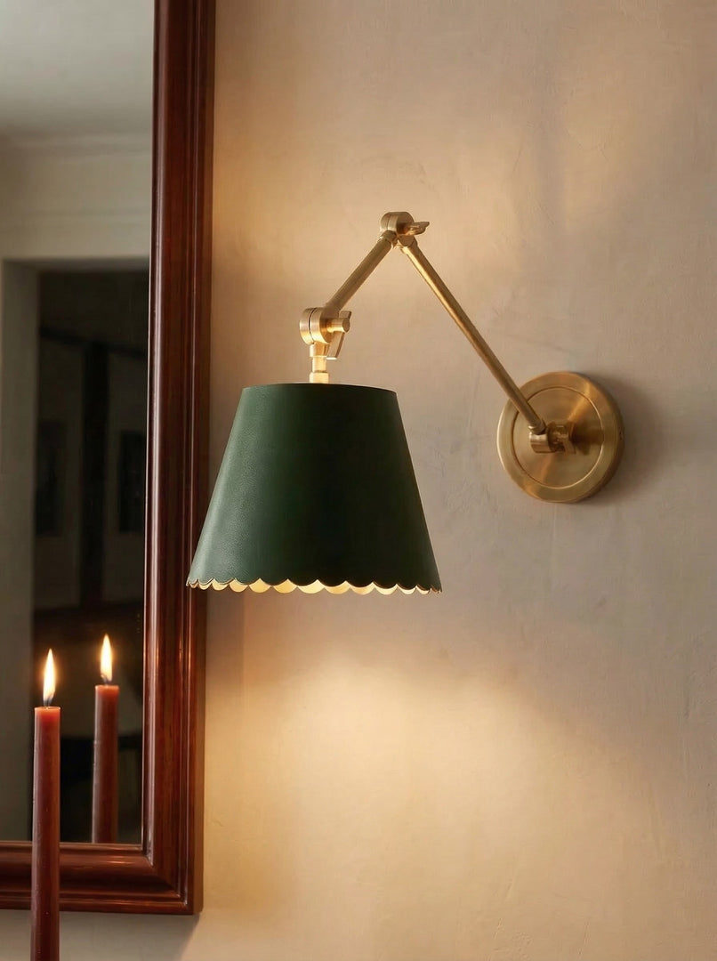 Foldray Scalloped Drum Shade Wall Sconce – Modern Rustic Wall Light for Bedroom
