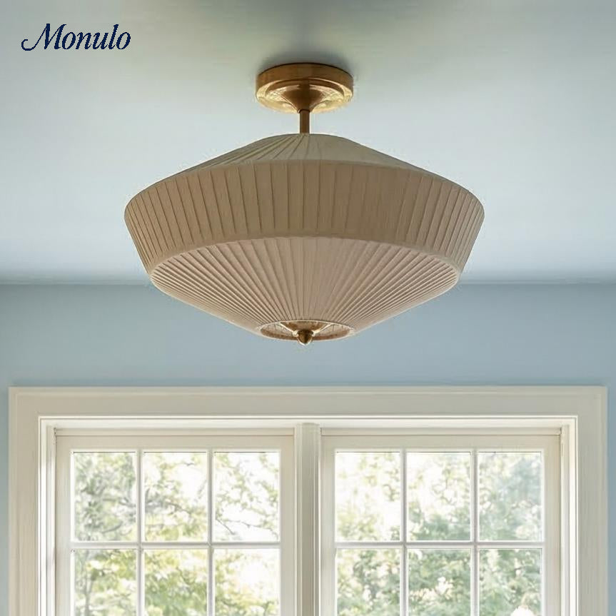 Plafonnier semi-encastré Elumina Silk avec abat-jour en métal et tissu – Idéal pour le salon et la chambre à coucher