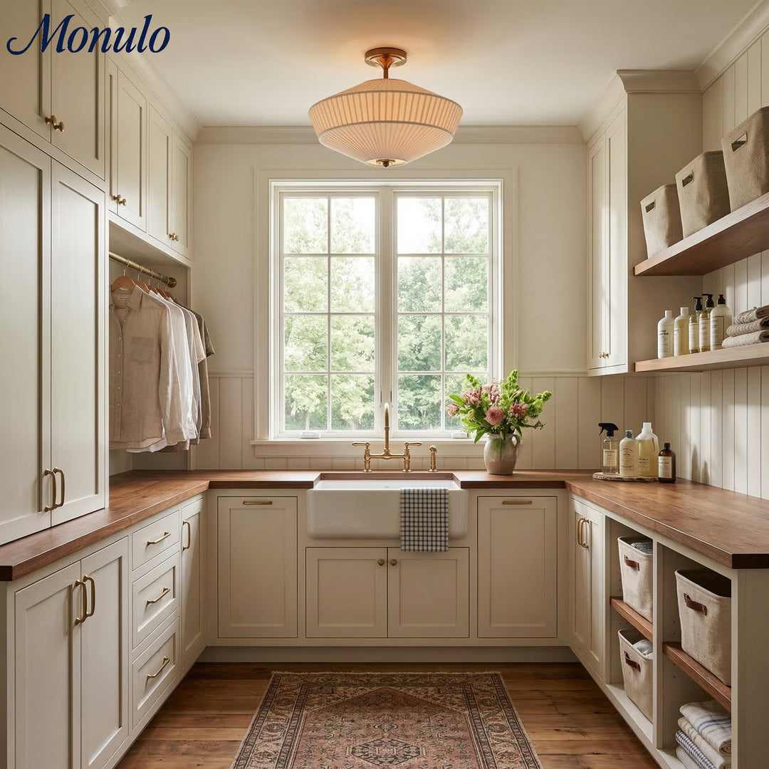 Plafonnier semi-encastré Elumina Silk avec abat-jour en métal et tissu – Idéal pour le salon et la chambre à coucher