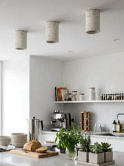 Cylindrical Travertine Lamp - LED Wabi Sabi Ceiling Light for Modern Homes