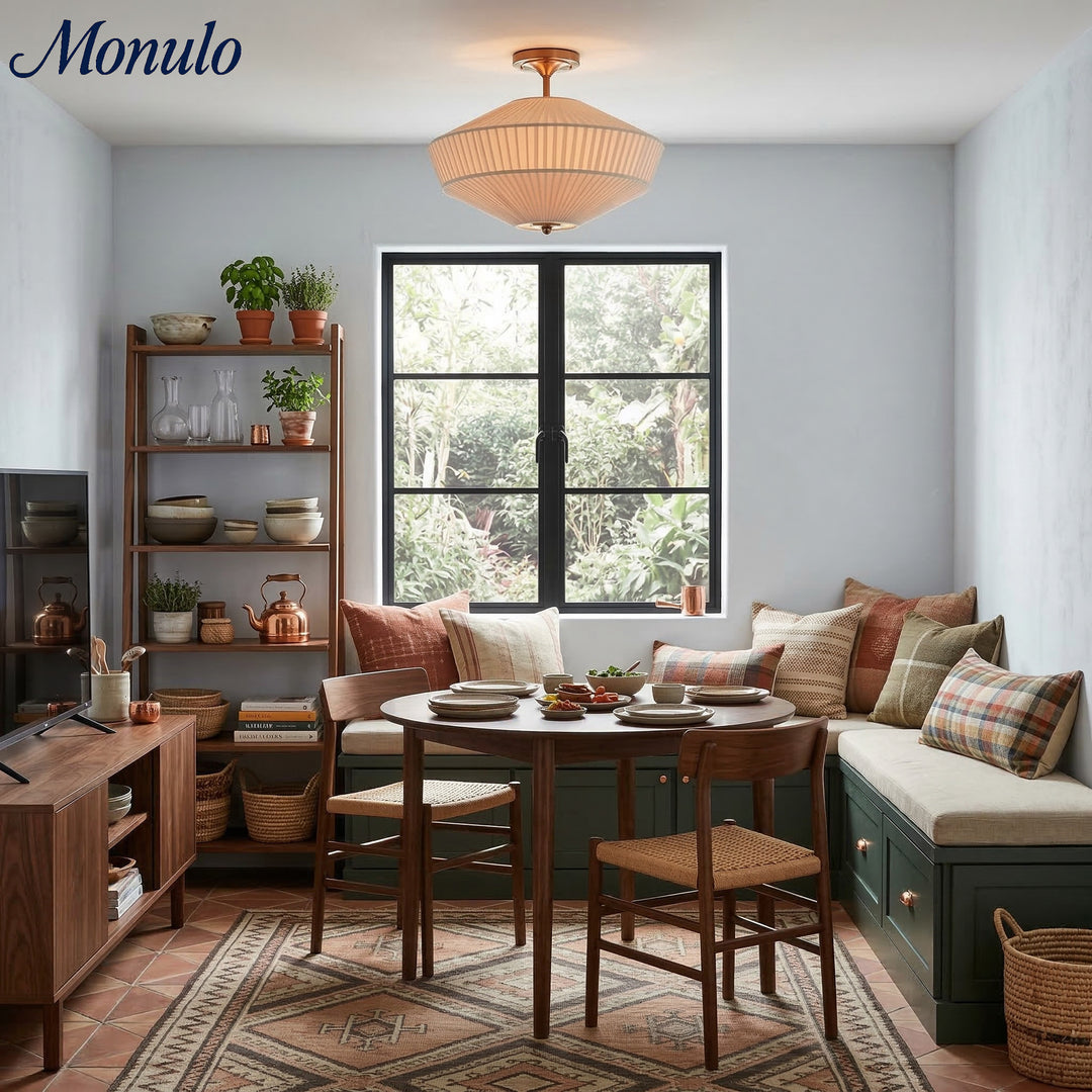 Plafonnier semi-encastré Elumina Silk avec abat-jour en métal et tissu – Idéal pour le salon et la chambre à coucher