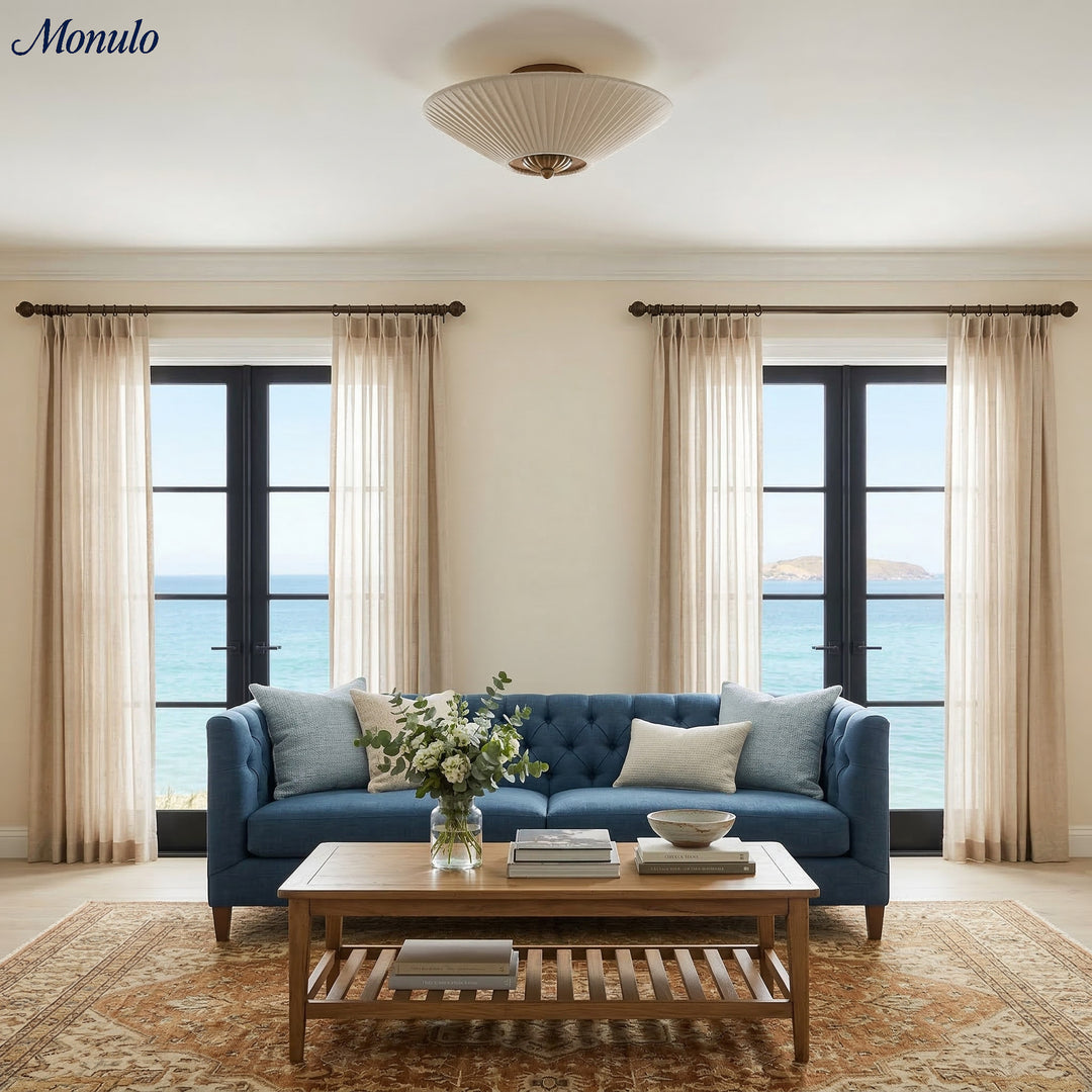 Plafonnier semi-encastré Elumina Silk avec abat-jour en métal et tissu – Idéal pour le salon et la chambre à coucher