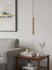 Japanese Wabi Sabi Yellow Travertine Cylinder 1-Light Pendant Light M13