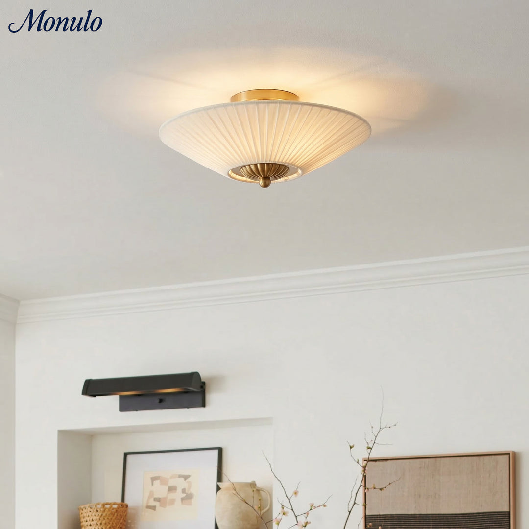 Plafonnier semi-encastré Elumina Silk avec abat-jour en métal et tissu – Idéal pour le salon et la chambre à coucher