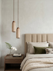 Wabi Sabi Massivholz Travertin Stein Pendelleuchte M37