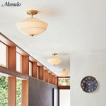 Charger l'image dans la visionneuse de galerie, Plafonnier semi-encastré Elumina Silk avec abat-jour en métal et tissu – Idéal pour le salon et la chambre à coucher