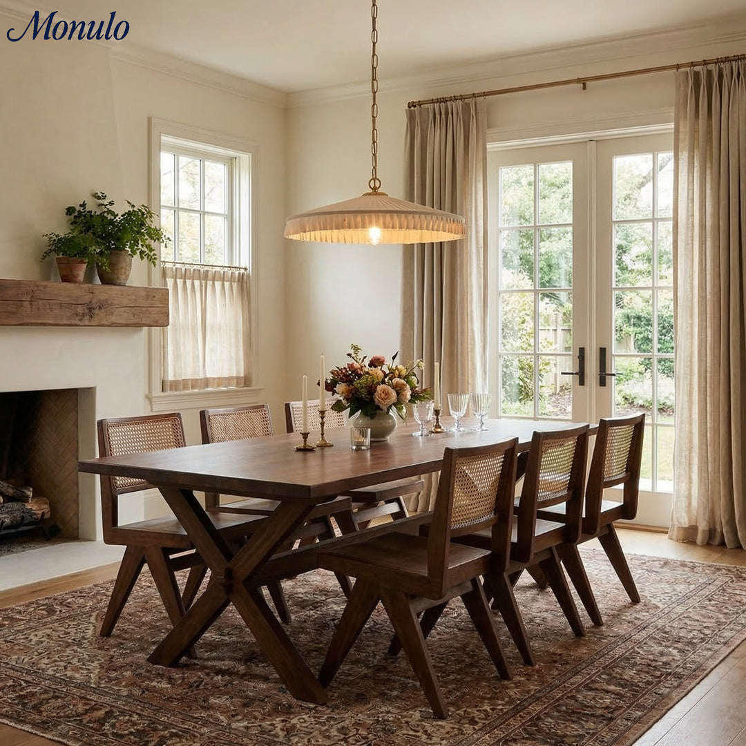 Lámpara colgante Elumina con pantalla de seda plisada elegante – Lámpara colgante de estilo Mid-Century para comedor