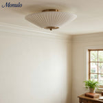 Charger l'image dans la visionneuse de galerie, Plafonnier semi-encastré Elumina Silk avec abat-jour en métal et tissu – Idéal pour le salon et la chambre à coucher