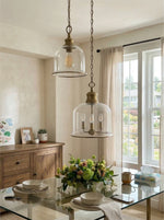 Bild in Gallery-Viewer laden, American Vintage gealterte klare Glockenglas Pendelleuchte