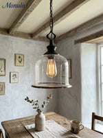 Bild in Gallery-Viewer laden, American Vintage gealterte klare Glockenglas Pendelleuchte