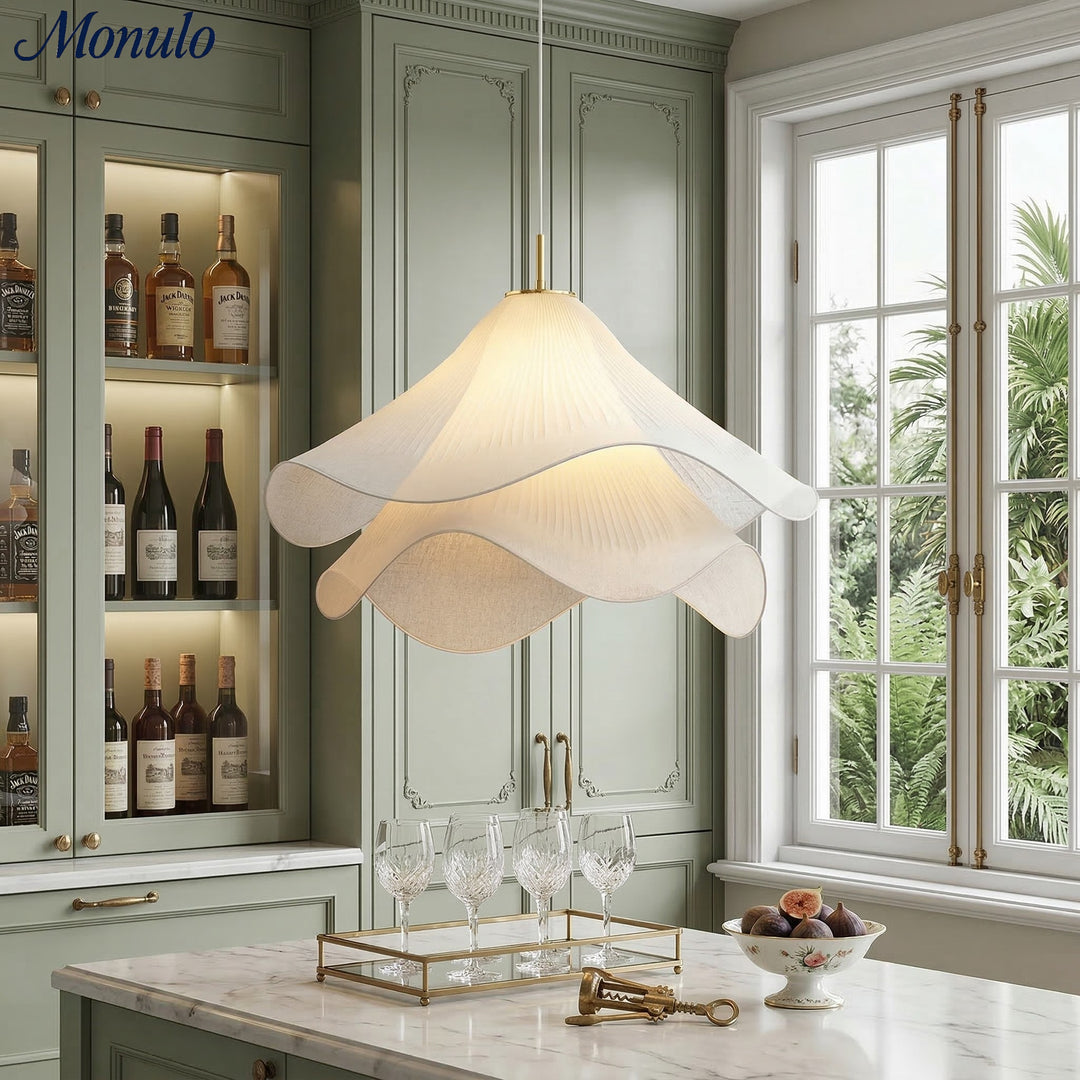 Suspension plissée double couche en tissu Oslan Contemporary – Chambre ou Café