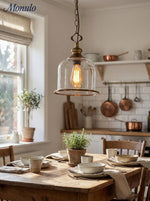 Bild in Gallery-Viewer laden, American Vintage gealterte klare Glockenglas Pendelleuchte