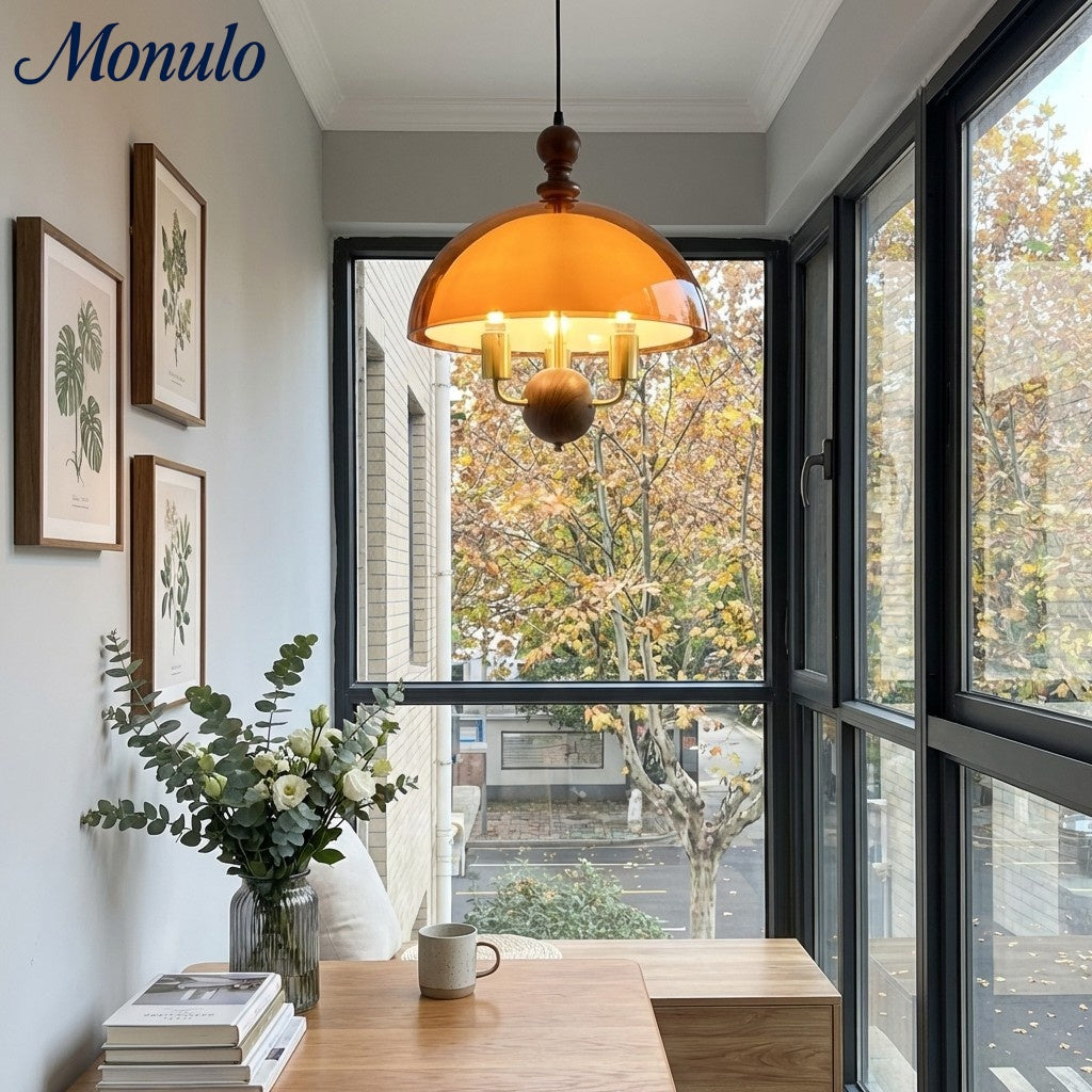 Sunset Afterglow Sunset Medieval Pendant Light with French Acrylic Shade for Dining Room and Foyer