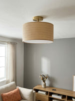 Load image into Gallery viewer, Dumora Drum Woven Ceiling Light - Rustic Boho Semi Flush Mount Light