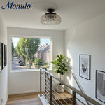 Cargar imagen en el visor de la Galería, Lámpara de techo Verdoma de vidrio ondulado y metal – Diseño minimalista para dormitorio y pasillo