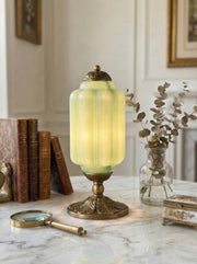 Eloise Scallop Glass Shade Vintage-Inspired Table Lamp for Bedroom and Living Room Accent Lighting