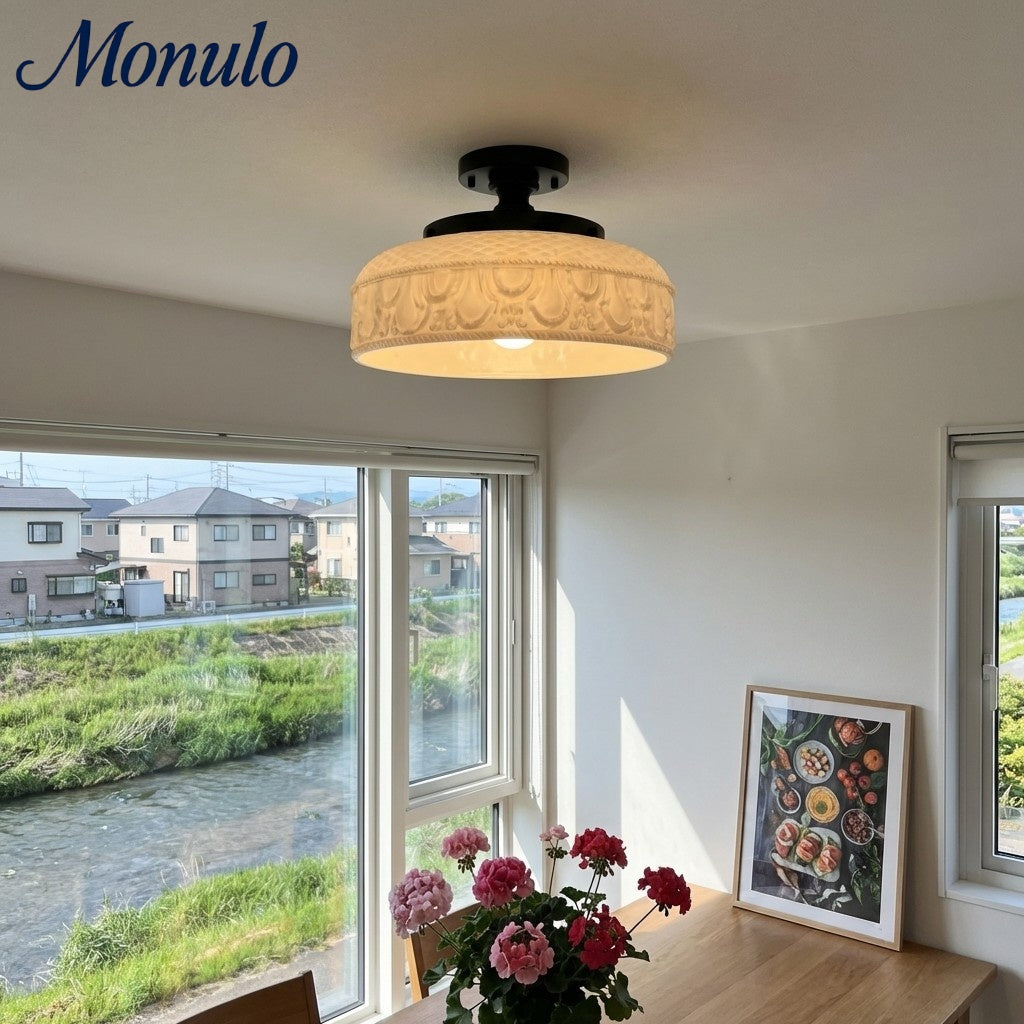 Lámpara de techo Verdoma de vidrio ondulado y metal – Diseño minimalista para dormitorio y pasillo