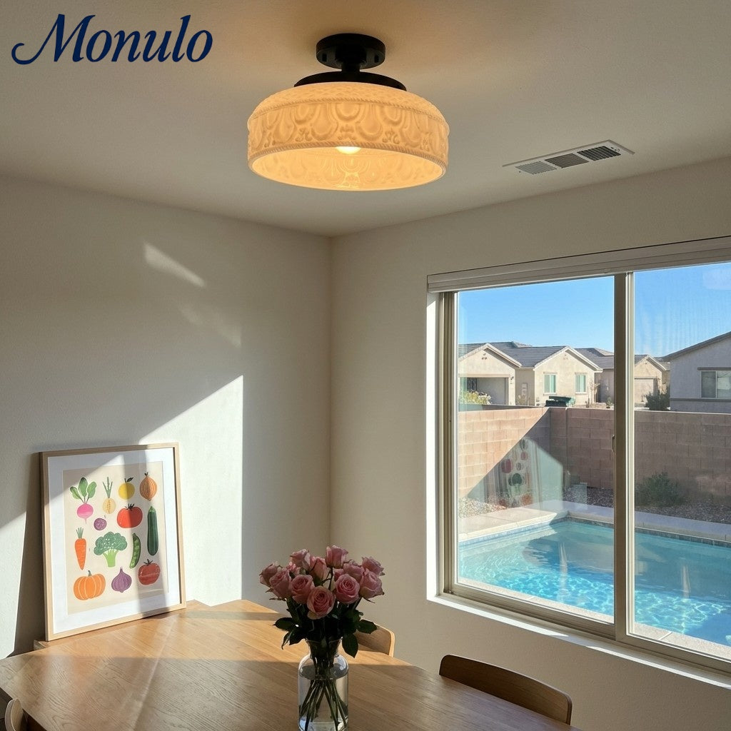 Lámpara de techo Verdoma de vidrio ondulado y metal – Diseño minimalista para dormitorio y pasillo