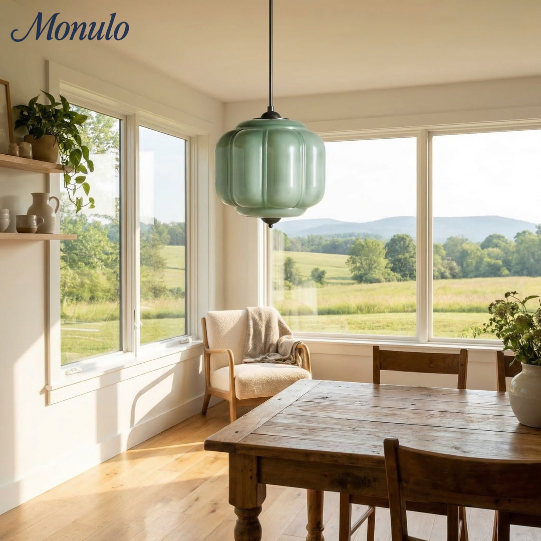 Eloise Vintage Inspired Scalloped Milk Glass Pendant - Modern Accent Light for Kitchen and Bedroom