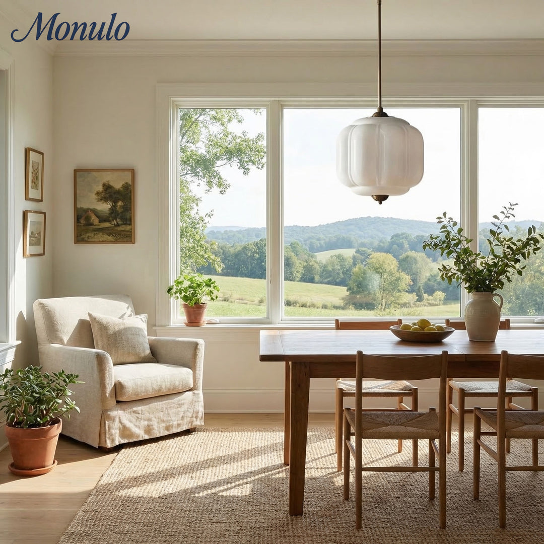 Eloise Vintage Inspired Scalloped Milk Glass Pendant - Modern Accent Light for Kitchen and Bedroom