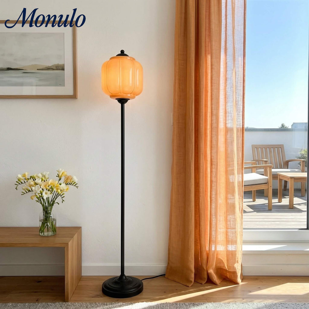 Eloise Decorative Glass Pumpkin Floor Lamp - Retro Organic Style for Living Rooms