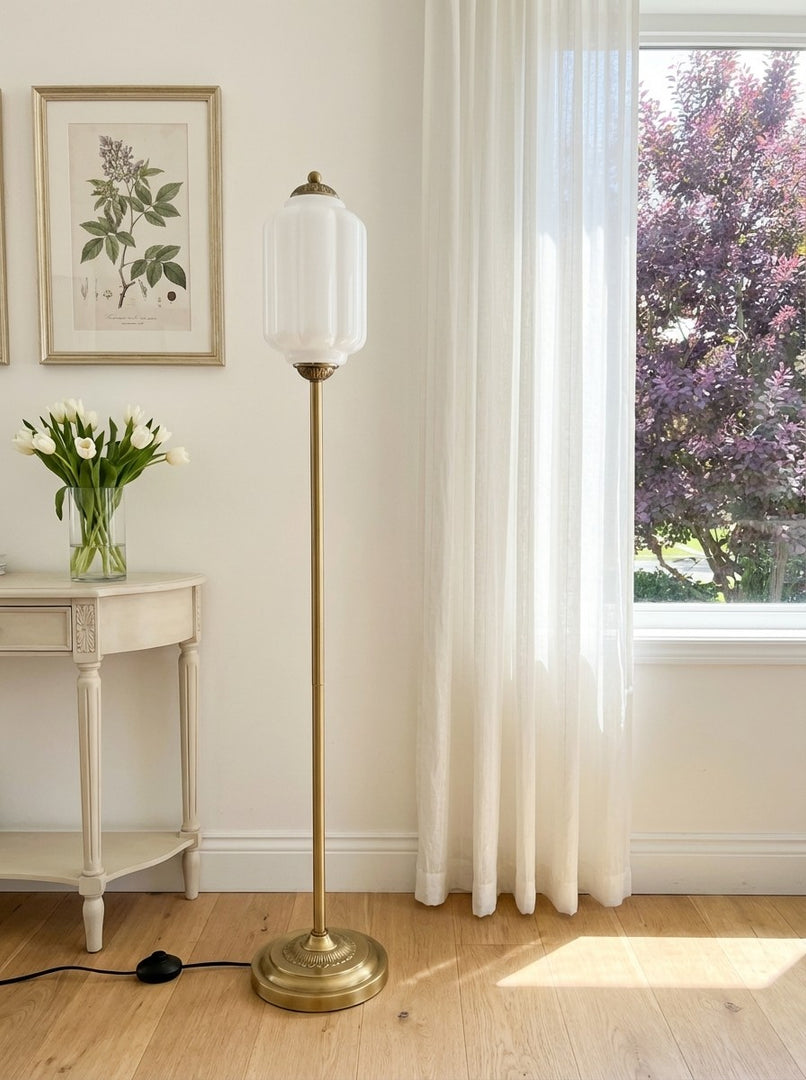 Eloise Decorative Glass Pumpkin Floor Lamp - Retro Organic Style for Living Rooms