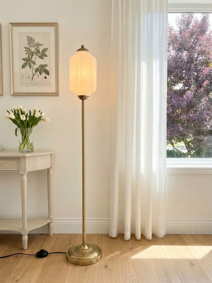 Eloise Decorative Glass Pumpkin Floor Lamp - Retro Organic Style for Living Rooms