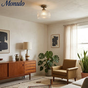 Ribora Vintage - Lámpara de Techo de Vidrio Acanalado Inspirada - Montaje Empotrado de Estilo Industrial para Interiores Modernos U05