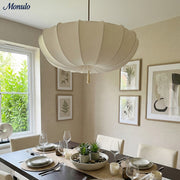 Lámpara de araña tradicional japonesa con marco de hierro redondo y pantalla de tela de 3/5 luces para sala de estar