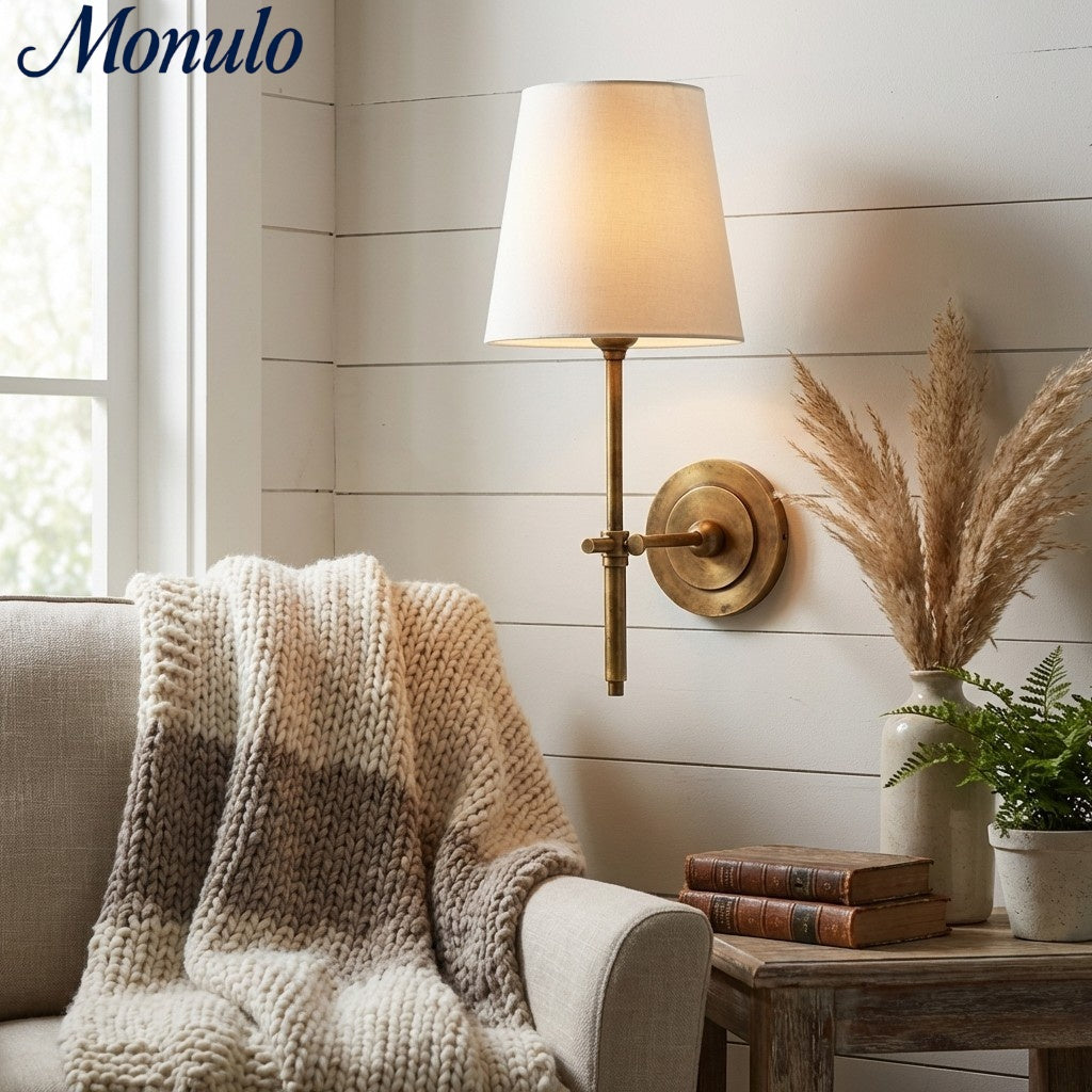 Applique murale Bryant Classic avec abat-jour en tissu Style élégant - Éclairage de chevet pour chambre
